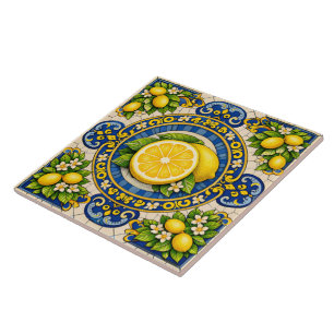 Azulejo limones de cerámica patrón siciliano