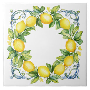 Azulejo Limones mediterráneos toscanos amarillos y azules