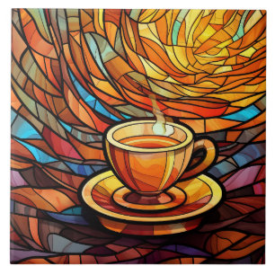 Azulejo linda cafetería cocina faux sted glass