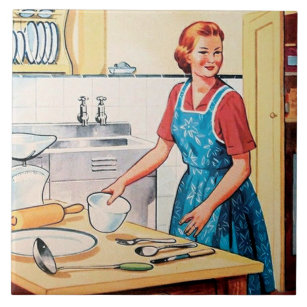 Azulejo linda cocinera retro