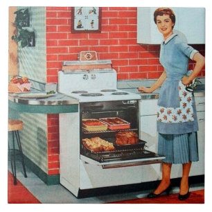 Azulejo linda cocinera retro