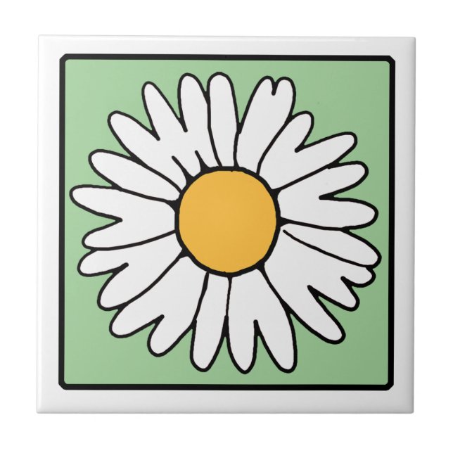 Azulejo Linda Flor de Jardín de Primavera Retró de Dibujos (Frente)