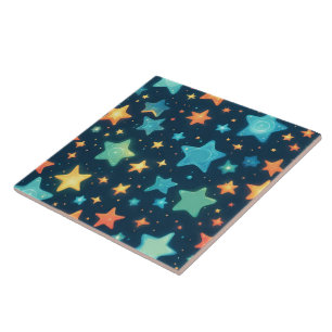 Azulejo Lindas estrellas brillantes en azul