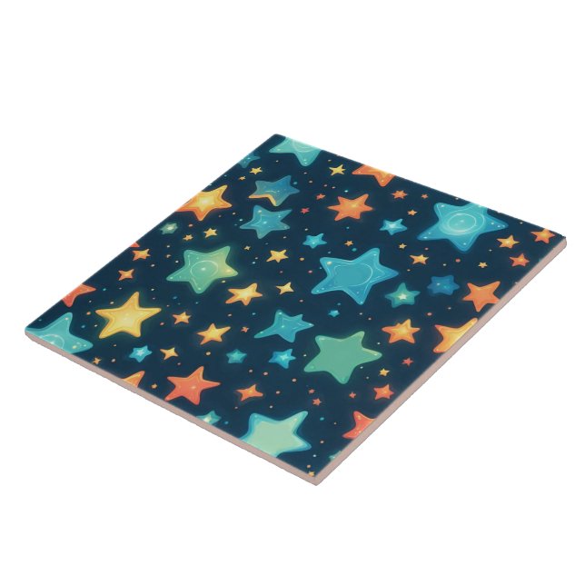 Azulejo Lindas estrellas brillantes en azul (Lado)