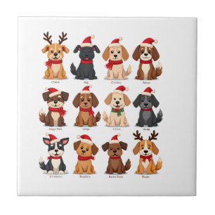 Azulejo Lindo 12 Perros Xmas Divertido Amantes de Perros N