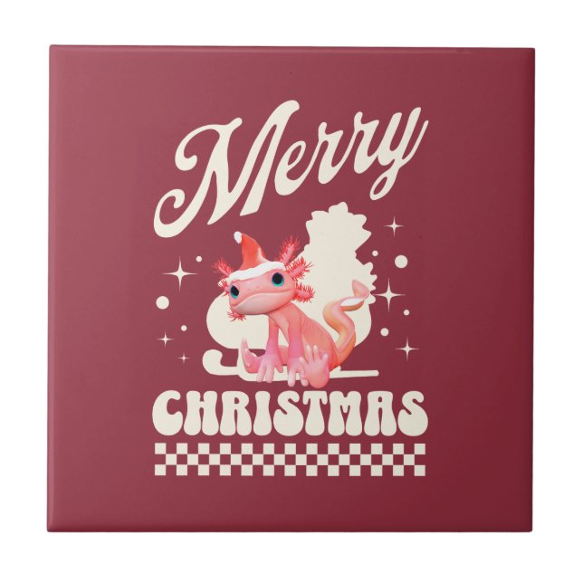 Azulejo Lindo Ajolote De Navidad Feliz Navidad  (Frente)