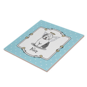 Azulejo Lindo Angel Viejo Oveja Inglés (Gris 1) - Cute