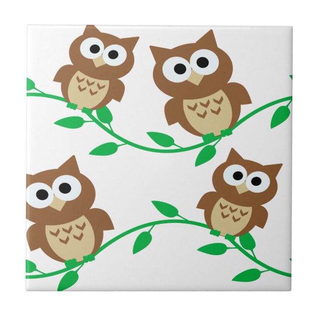 Azulejo lindo búho personalizado animal (Frente)