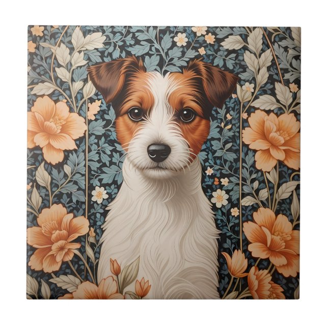 Azulejo Lindo Jack Russell Terrier Inspirado en William Mo (Frente)