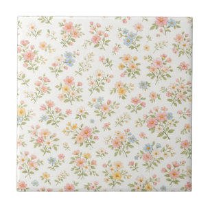 Azulejo Lindo patrón floral sin costuras pequeño y delicad