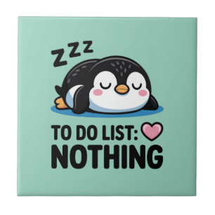 Azulejo lindo pingüino durmiendo, lista de tareas nada