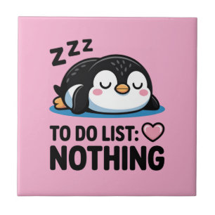Azulejo lindo pingüino durmiendo, lista de tareas nada