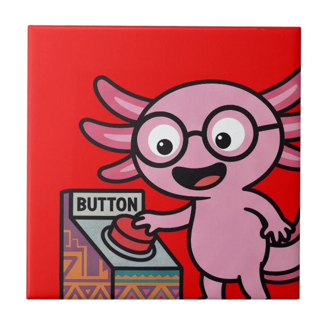 Azulejo Lindo Preguntas de ajolote azteca Oh No botón rojo (Frente)