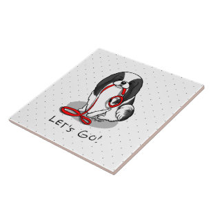 Azulejo Lindo ¡Vamos! Perro Chin Japonés (negro y blanco 1