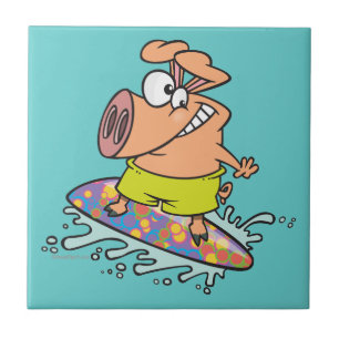 Azulejo lindo y tonto surfista surfista de cerdo