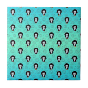 Azulejo Lindos pingüinos de invierno sobre verde azulado y