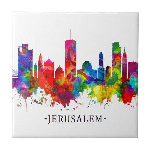 Azulejo Línea aérea de Jerusalén Israel (Frente)