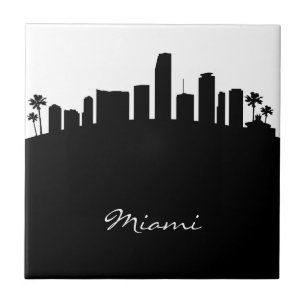 Azulejo Línea aérea de Miami en blanco y negro