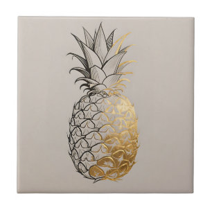 Azulejo Línea de Arte de Piña Dorada