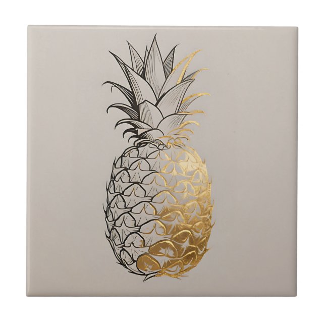 Azulejo Línea de Arte de Piña Dorada (Frente)
