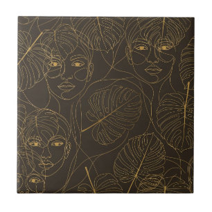 Azulejo Línea de Cara Botánica Rústica Patrón (1)