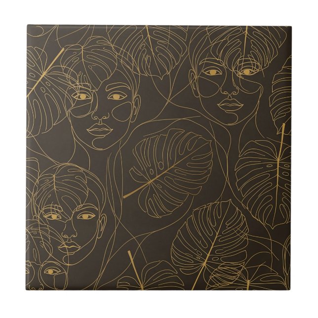 Azulejo Línea de Cara Botánica Rústica Patrón (1) (Frente)