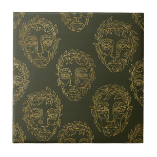 Azulejo Línea de cara botánica rústica patrón (2)