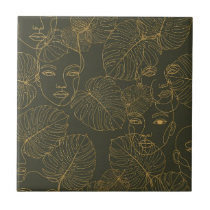 Azulejo Línea de Cara Botánica Rústica Patrón (3)