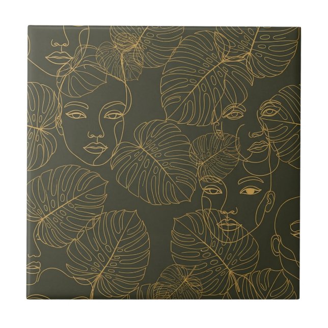 Azulejo Línea de Cara Botánica Rústica Patrón (3) (Frente)