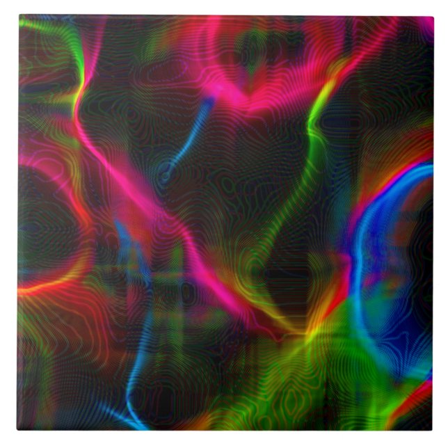 Azulejo Líneas abstractas coloridas lindas (Frente)