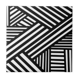 Azulejo Líneas abstractas en blanco y negro Arte óptico mo