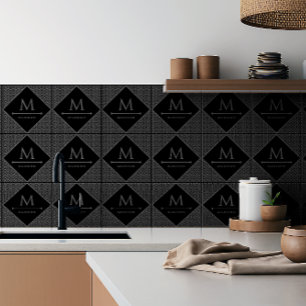 Azulejo Líneas curvadas geométricas onduladas de color neg
