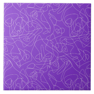 Azulejo líneas curvas abstractas blancas sobre un fondo pú