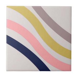 Azulejo Líneas de estilo retro diagonal coloridas