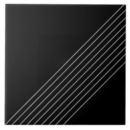 Azulejo Líneas diagonales elegantes de moda sobre negro