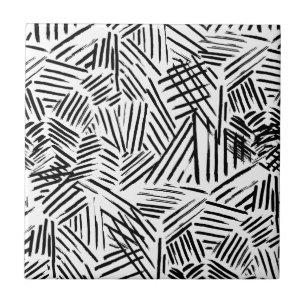 Azulejo Líneas dibujadas lineares abstractas blancas