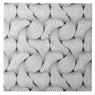Azulejo Líneas entrelazadas únicas en blanco y negro