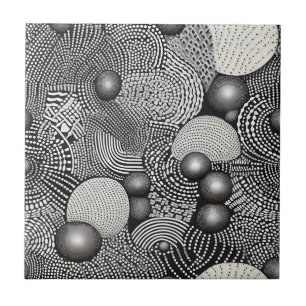 Azulejo Líneas geométricas abstractas en blanco y negro fl