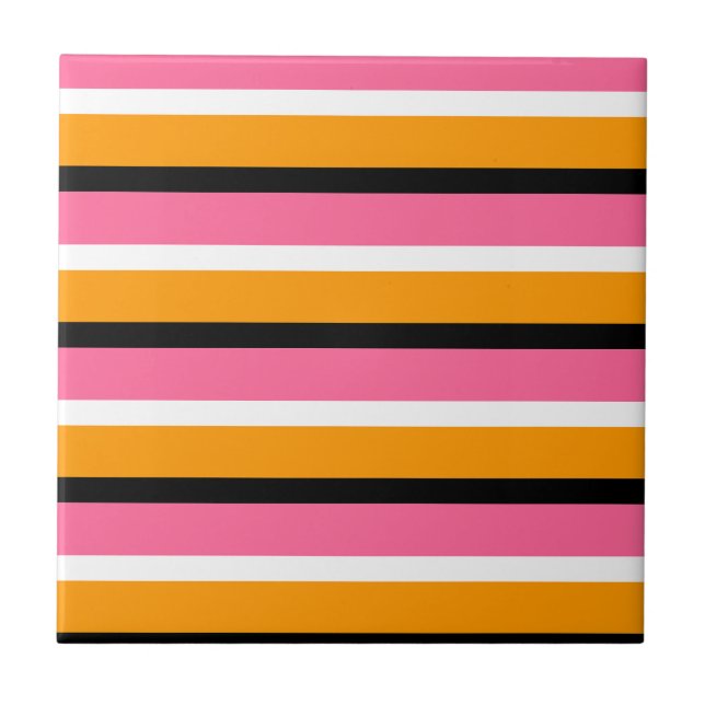 Azulejo Líneas horizontales de bandas Naranjas rosadas (Frente)