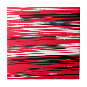 Azulejo Líneas pintadas a mano - rojo