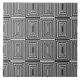 Azulejo Líneas y puntos de arte óptico en blanco y negro