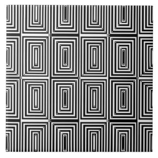 Azulejo Líneas y puntos de arte óptico en blanco y negro