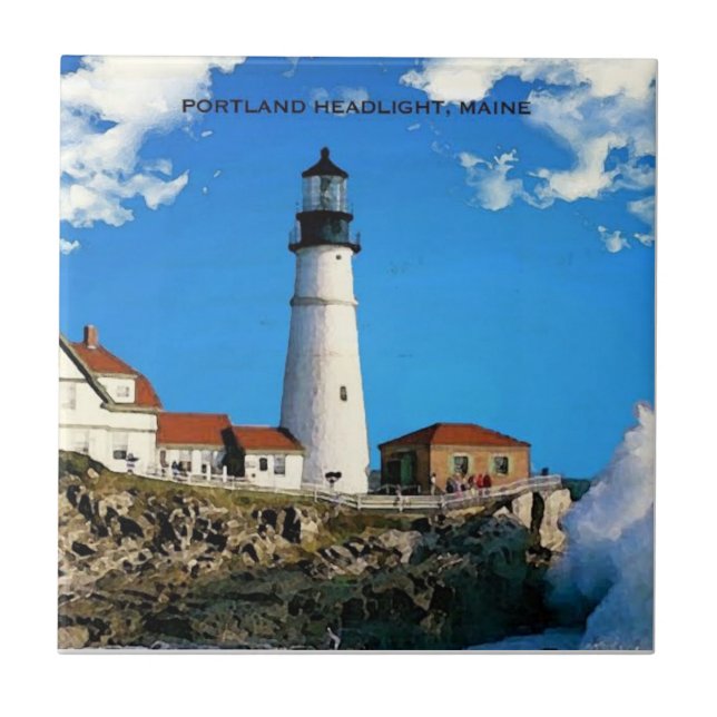 Azulejo Linterna de Portland, práctico de costa de Maine (Frente)