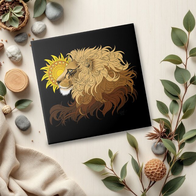 Azulejo Lion Black Yellow Mandala Sun (Subido por el creador)