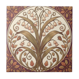 Azulejo Lirio de Art Nouveau Botánico del Valle 
