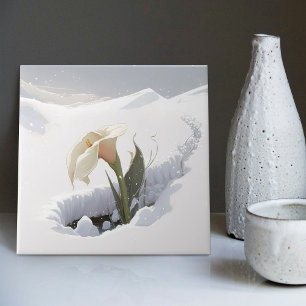Azulejo Lirio de Calla en la montaña cruzando la nieve