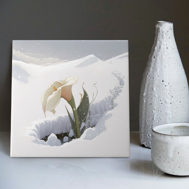Azulejo Lirio de Calla en la montaña cruzando la nieve (Subido por el creador)
