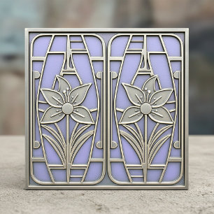 Azulejo Lirio floral estilizado Art Deco #10 Violeta ID119