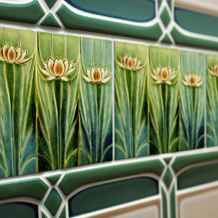 Azulejo Lirios de agua Art Deco Decoración de pared floral