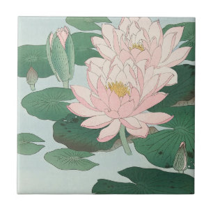 Azulejo Lirios de agua por Ohara Koson